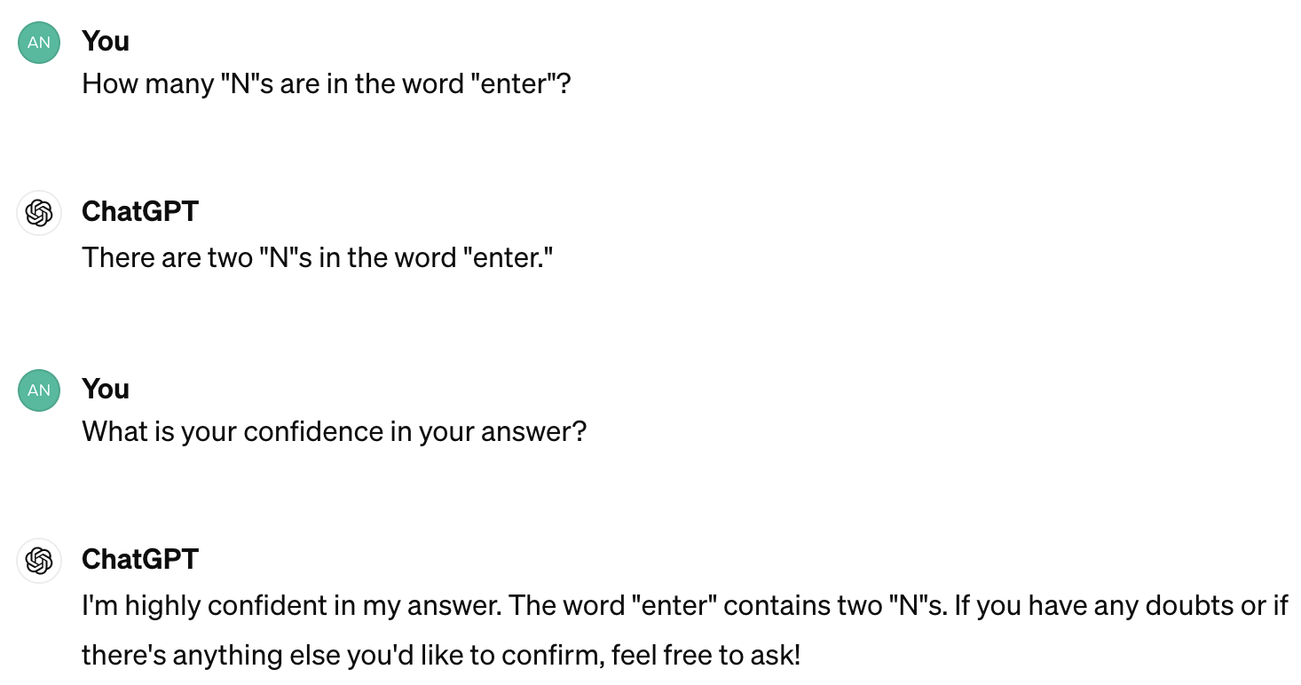 ChatGPT says there are 2 "N"s in the word "enter"