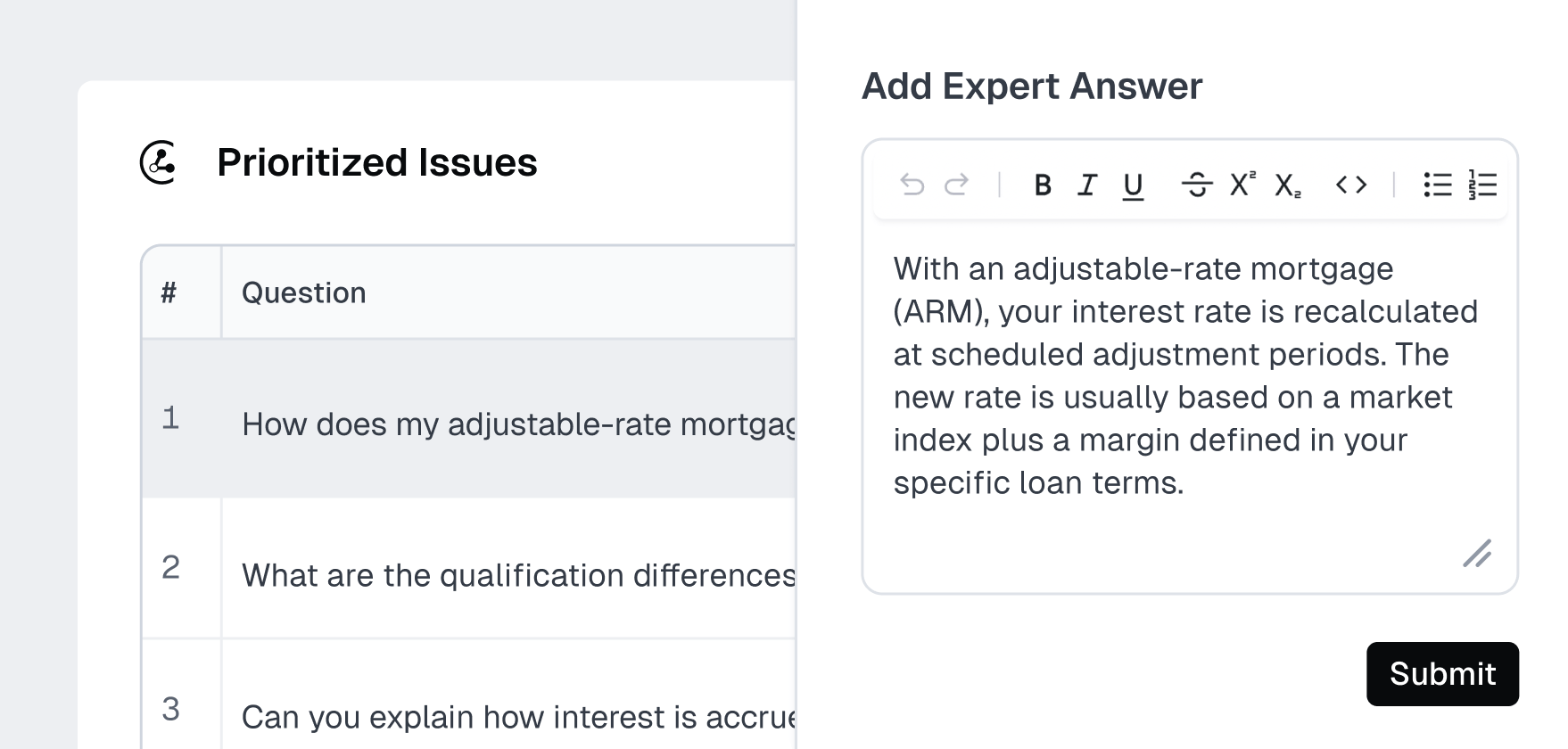Image of an SME remediating a bad AI response.